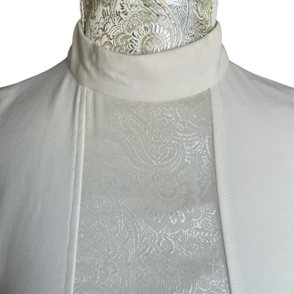 Stretch Cream White Long Sleeve Slit Gown Dress Bride Marylin Monroe Halloween - Picture 5 of 7